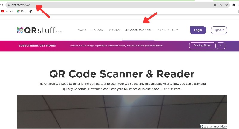 scan QR code with website