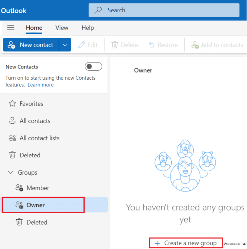 Create group in outlook