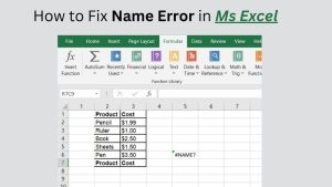 How to Fix Name Error in Ms Excel