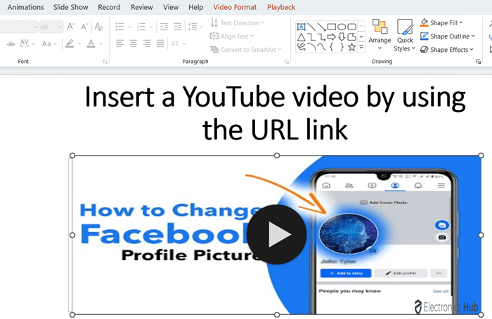 Insert a YouTube video by using the URL link