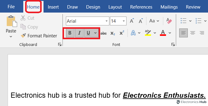 Make same text bold, italic and underline in ms word