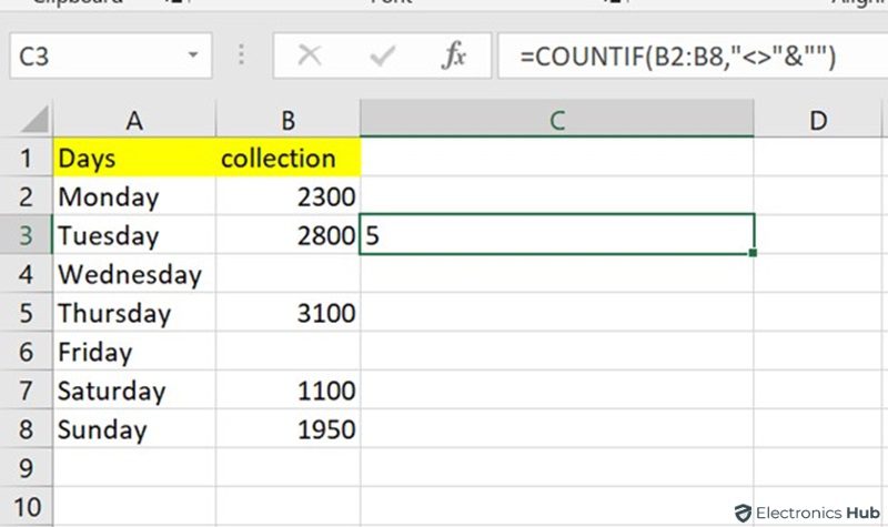 Excel Countif Function to Count Non Blank Cells