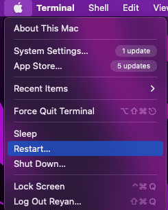 Restart mac