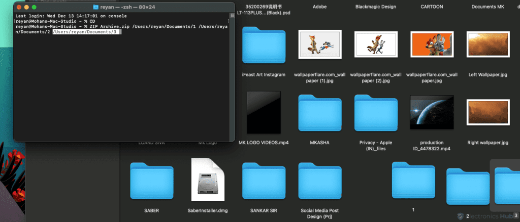 Zip Files using terminal