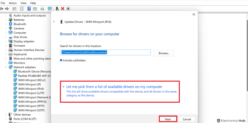 Let me Pick From the list of available drivers on my computer