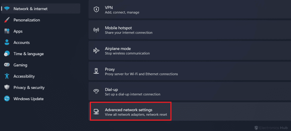Advance Network Settings