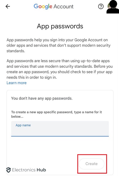 creating App password