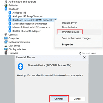 uninstall bluetooth devices