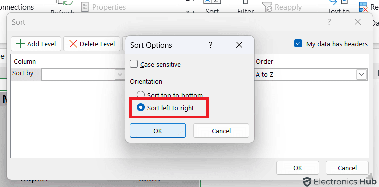 choose "Sort left to right,"