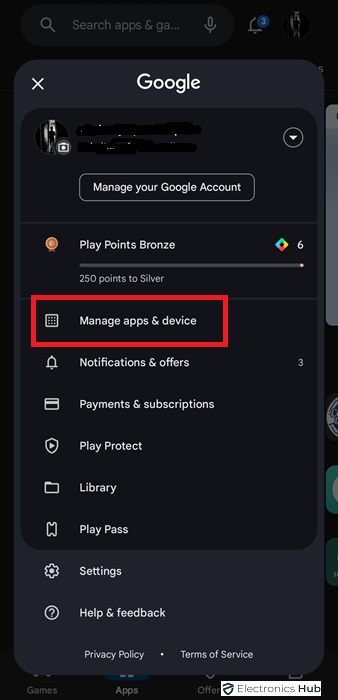 click on manage apps