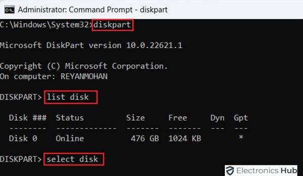 command prompt diskpart