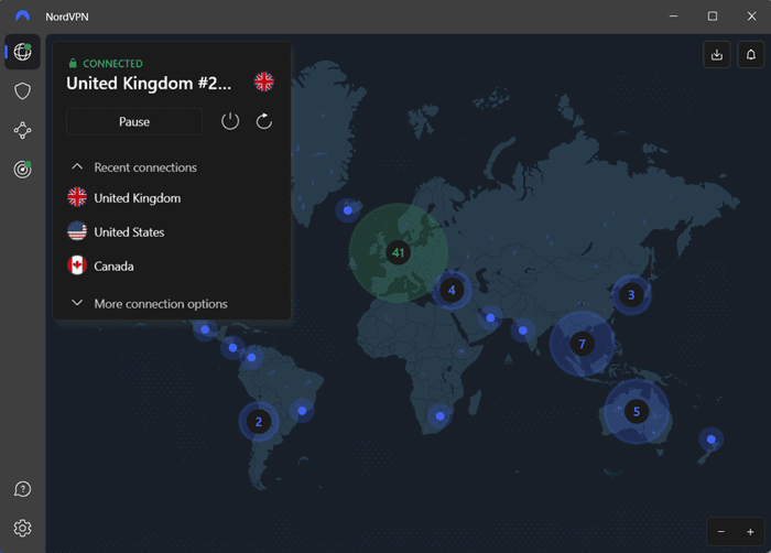 NordVPN using for location change