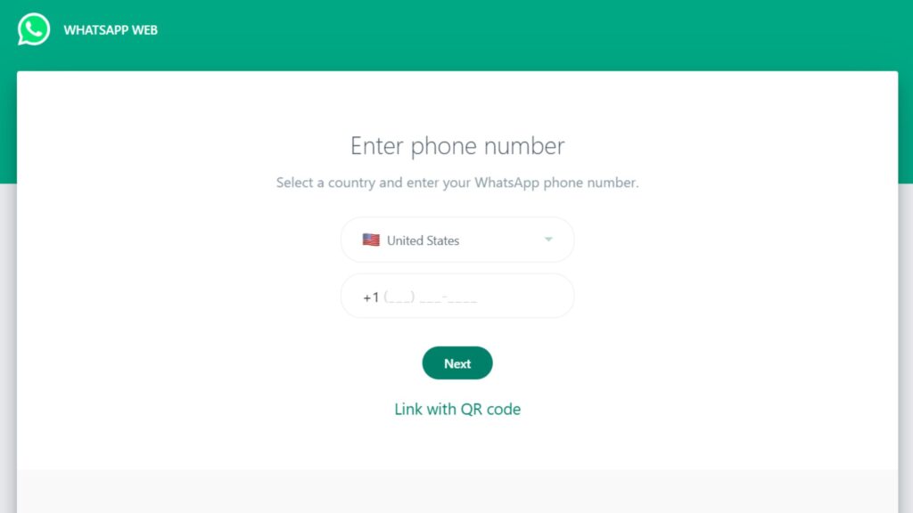 Enter Phone Number WhatsApp Web