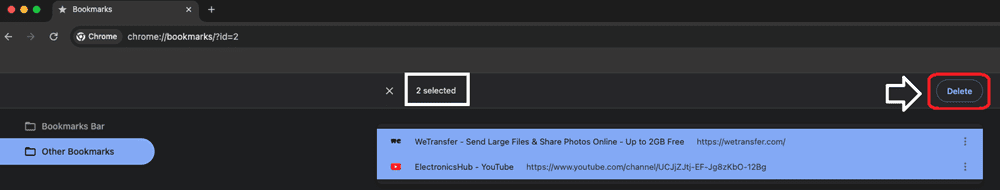 delete multiple bookmarks