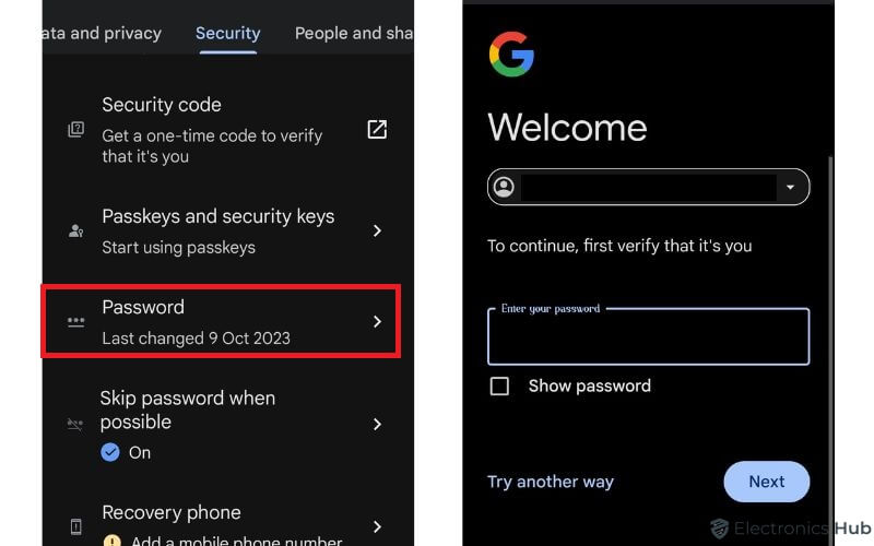 current Gmail password