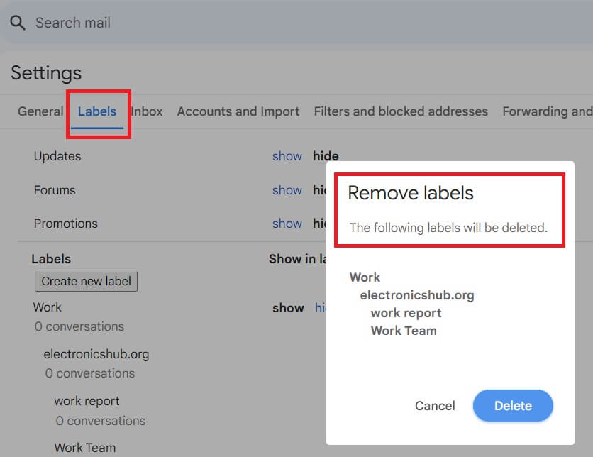 how to remove a label from gmail
