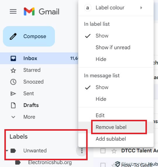 how do i delete a label in gmail