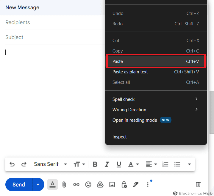 insert a table in gmail