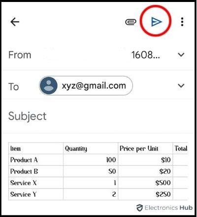 inserting a table in gmail