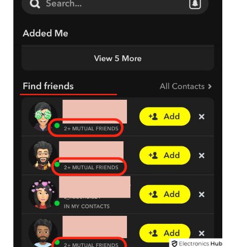 Find your mutual friends on Find Friends section of Snapchat