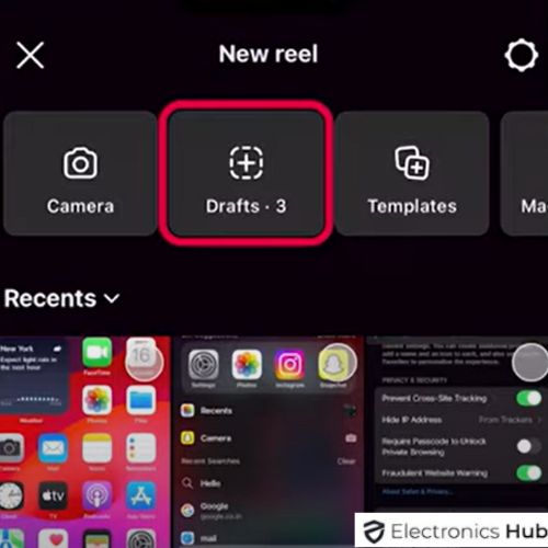 Tap on Drafts to View all your Instagram Reel Drafts