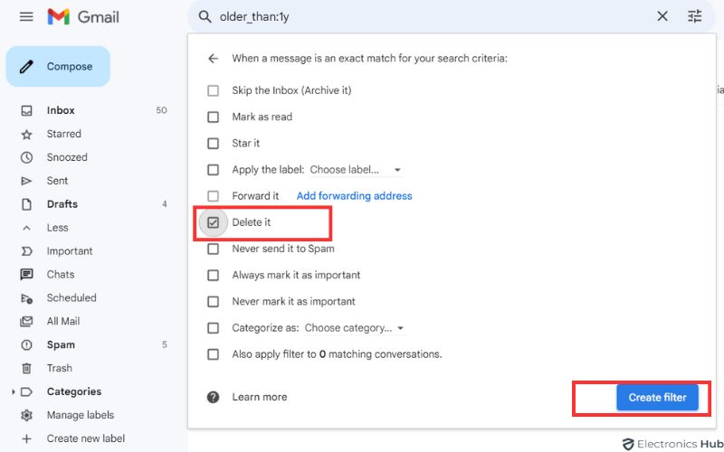 Choose "Delete it" and confirm - Delete emails Automatically (Gmail)