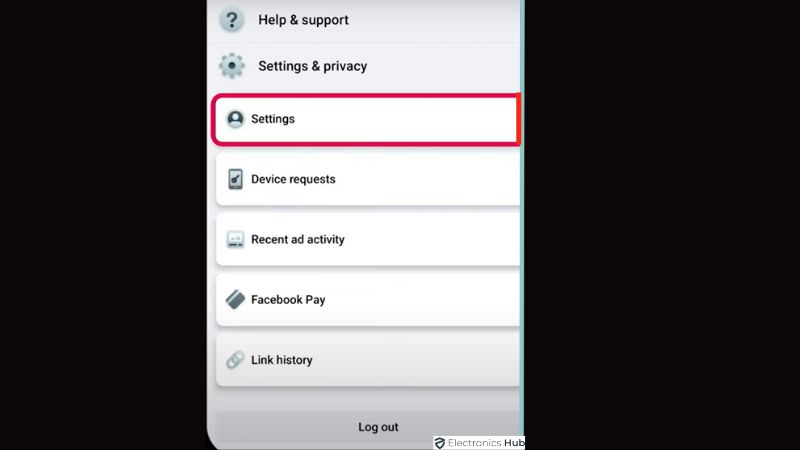 Messenger Settings to log out
