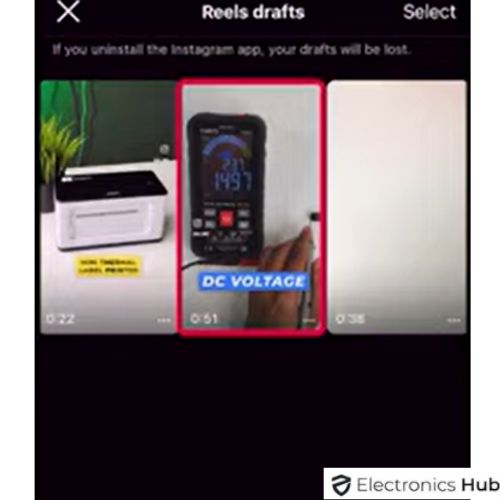 Select the Particular Insta draft Reel you want to save to Camera Roll