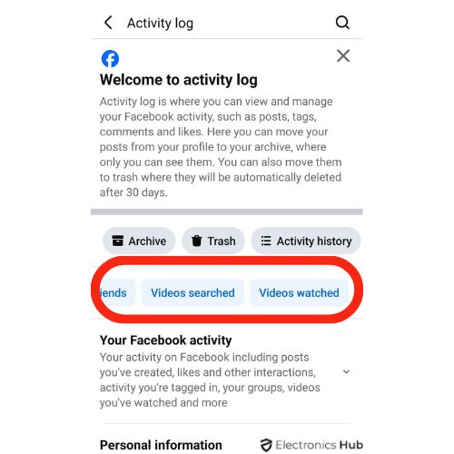 Tap on Videos Watched to view those videos you watched on FB