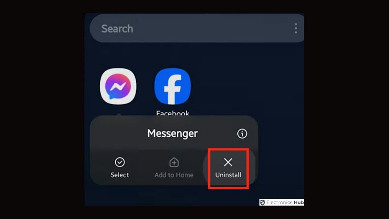 uninstall the Messenger app to log out