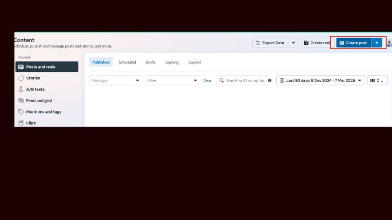 Click on Create Post to draft a FB post
