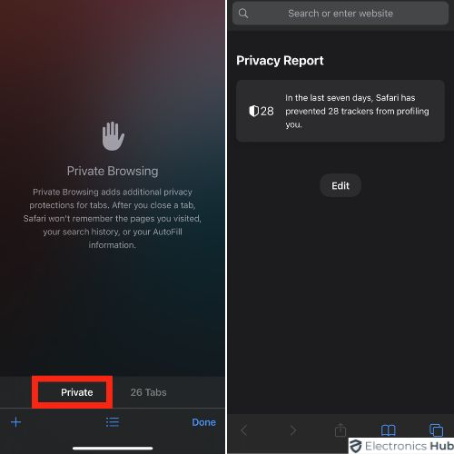 Select Private on Apple Devices in Safari