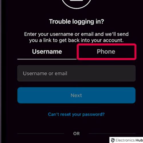 Tap on phone as your password recovery option 