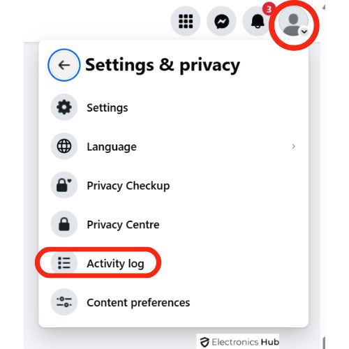 Open Activity Log on FB Settings to find recently watched FB videos