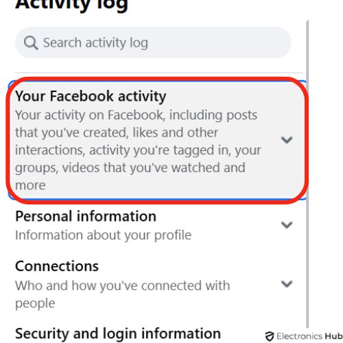 Tap on Facebook activity -> Post to revisit all your recently watched videos