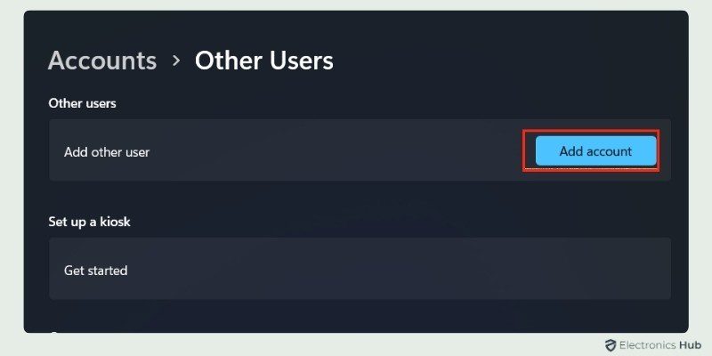 Add a New Account-open file explorer as admin