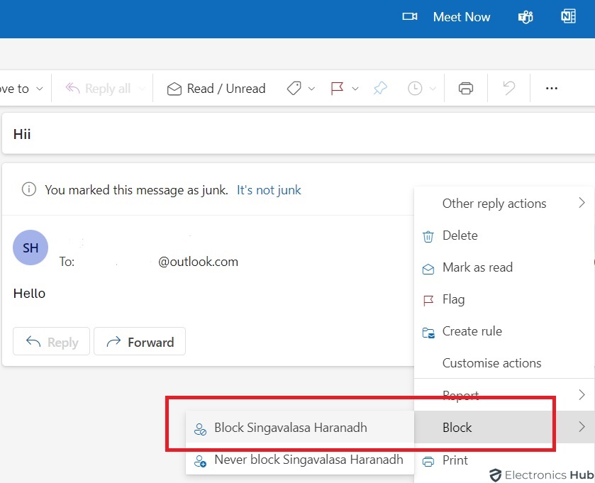 Block Sender in Outlook Using Web Version - Stop Spam Emails