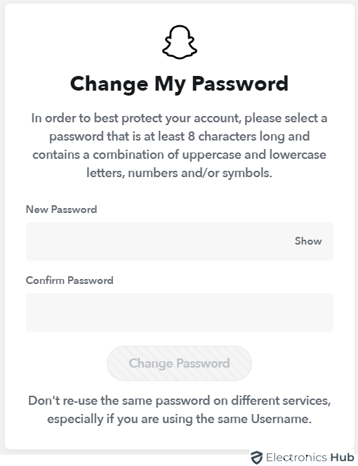 Set New Password on Snapchat Web