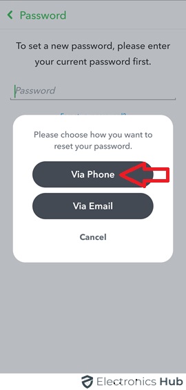 Change Via Phone - Modify Snapchat password