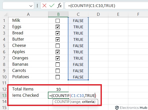 Checklist with Data Summary - Inserting Checkboxes in Excel