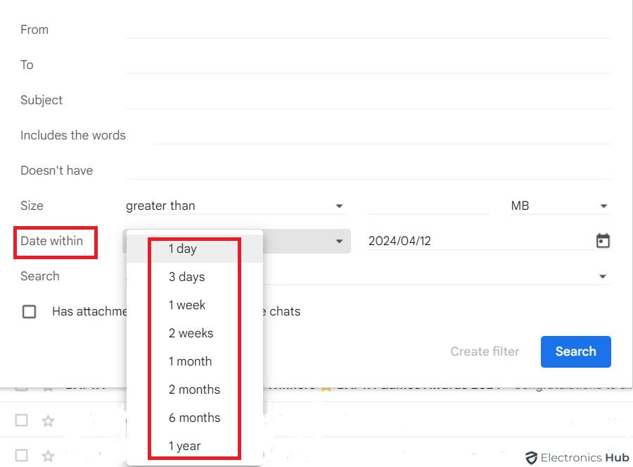 Choosing Date Range - Search Gmail by Date