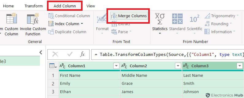 Click Merge Columns - Combine Data in Excel