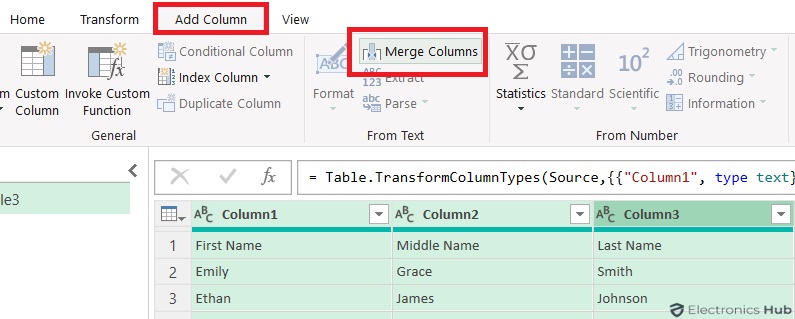 Click Merge Columns - Combine Data in Excel