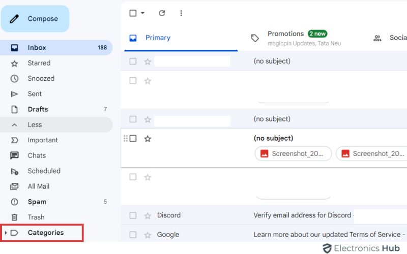 Click on Categories - Delete Old Emails In Gmail