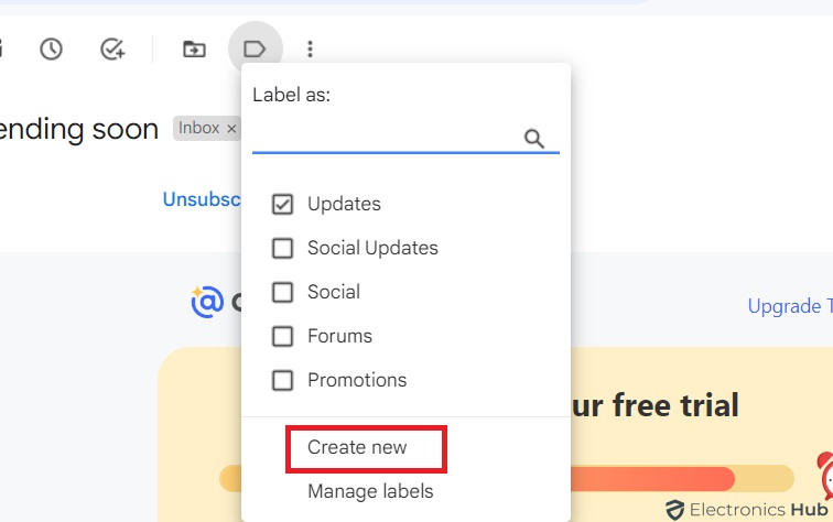 Click on Create new- Label Gmail Automatically