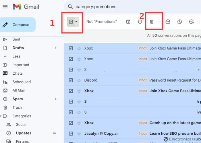 Click on Promotions - Delete Promotions Gmail