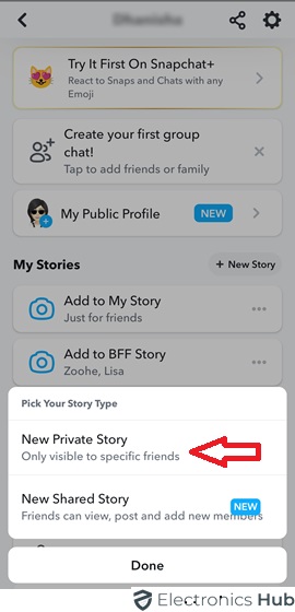 Create New Private Story - Story Lock Snapchat