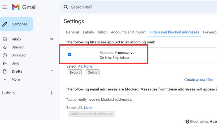 Exporting a Filter -Gmail Filter