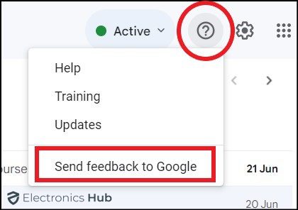 Feedback option-how to contact gmail support