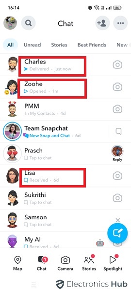Finding the Current Status on Chat - Snapchat's Opened Icon